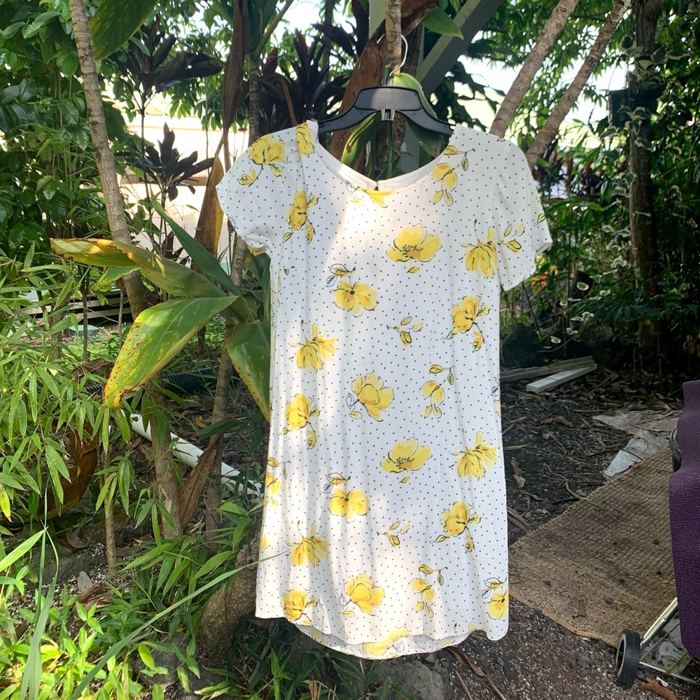 Abercrombie & Fitch white and yellow flower polka dot slip dress XS